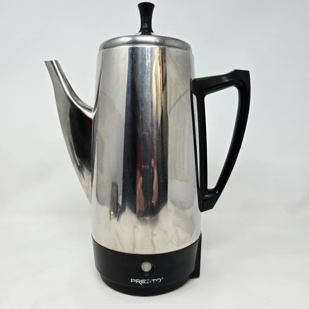 Presto 0281105 Electric‎ Coffee Percolator Stainless Steel Vintage Silver Black